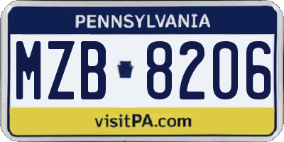 PA license plate MZB8206