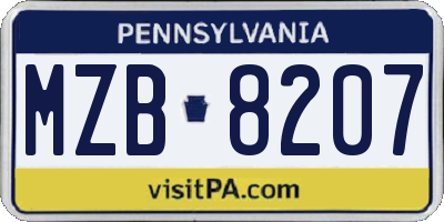 PA license plate MZB8207
