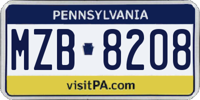 PA license plate MZB8208