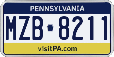 PA license plate MZB8211