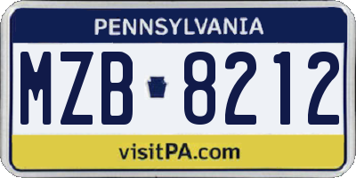 PA license plate MZB8212
