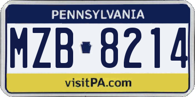 PA license plate MZB8214