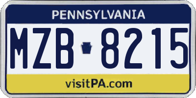 PA license plate MZB8215