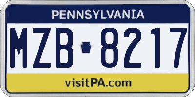 PA license plate MZB8217