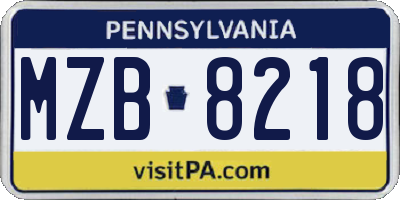 PA license plate MZB8218