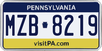 PA license plate MZB8219