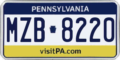 PA license plate MZB8220