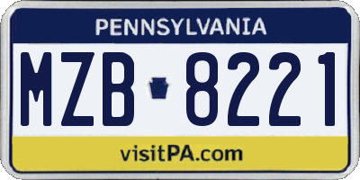 PA license plate MZB8221