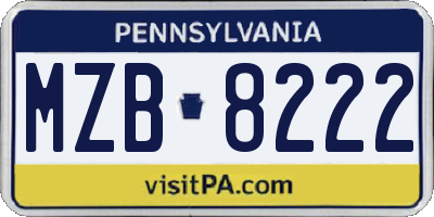 PA license plate MZB8222