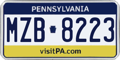PA license plate MZB8223
