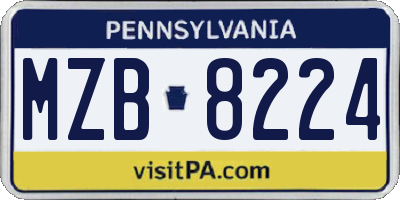 PA license plate MZB8224