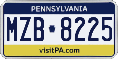 PA license plate MZB8225