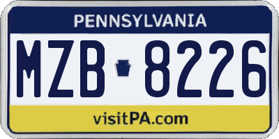 PA license plate MZB8226