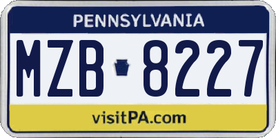 PA license plate MZB8227