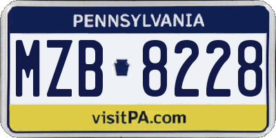 PA license plate MZB8228
