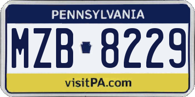 PA license plate MZB8229