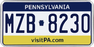 PA license plate MZB8230