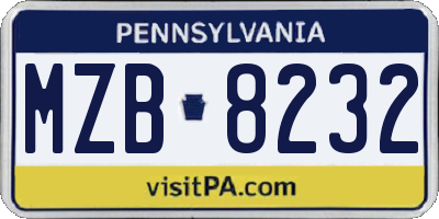 PA license plate MZB8232