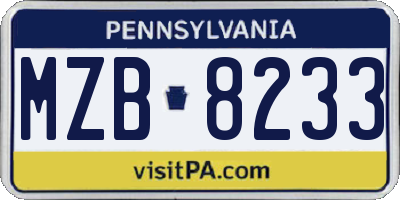 PA license plate MZB8233