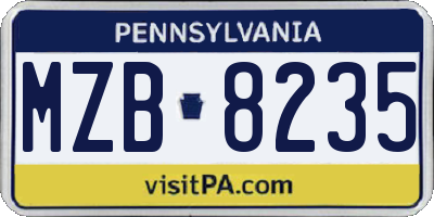 PA license plate MZB8235