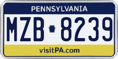PA license plate MZB8239