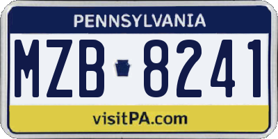 PA license plate MZB8241