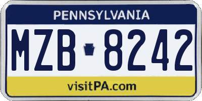PA license plate MZB8242