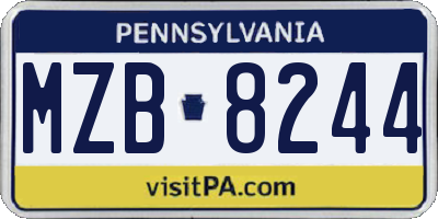 PA license plate MZB8244