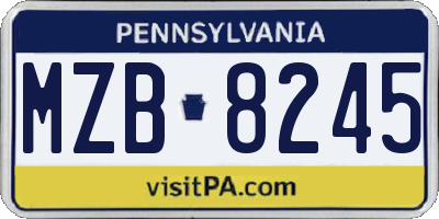 PA license plate MZB8245