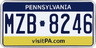 PA license plate MZB8246