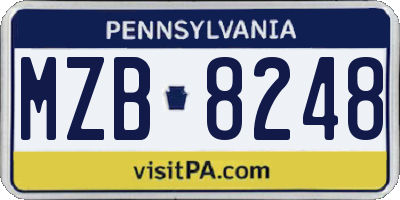 PA license plate MZB8248