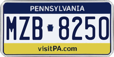 PA license plate MZB8250