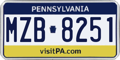 PA license plate MZB8251