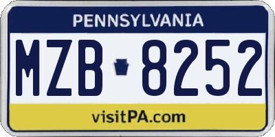 PA license plate MZB8252