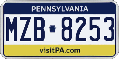 PA license plate MZB8253