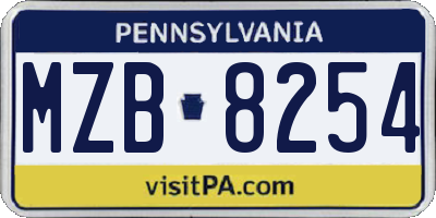 PA license plate MZB8254