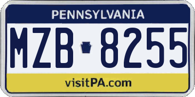 PA license plate MZB8255