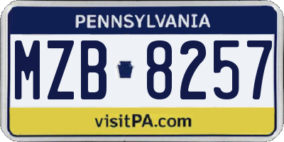 PA license plate MZB8257
