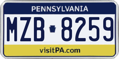 PA license plate MZB8259