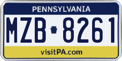 PA license plate MZB8261