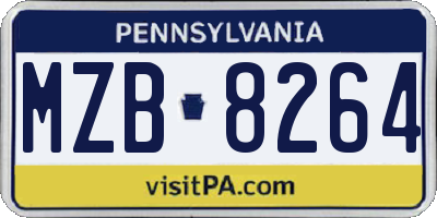 PA license plate MZB8264