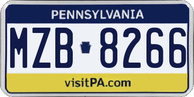 PA license plate MZB8266