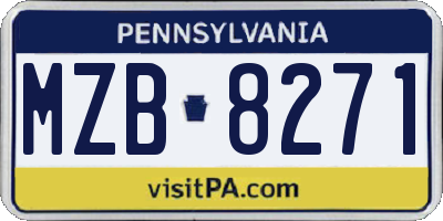PA license plate MZB8271