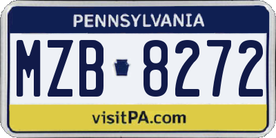 PA license plate MZB8272