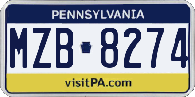 PA license plate MZB8274