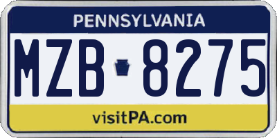 PA license plate MZB8275