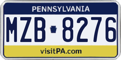 PA license plate MZB8276