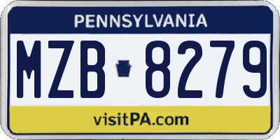 PA license plate MZB8279