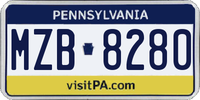 PA license plate MZB8280