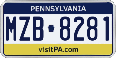 PA license plate MZB8281